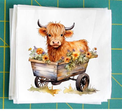 Handmade Supplies Sewing And Fiber Fabric Highland Cow Fabric Panel For Quilting Crafting