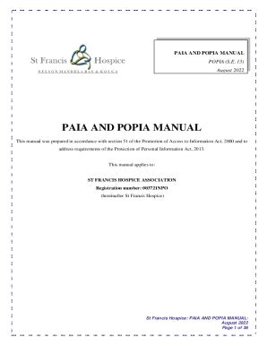 Fillable Online Paia And Popia Manual St Francis Hospice Fax Email