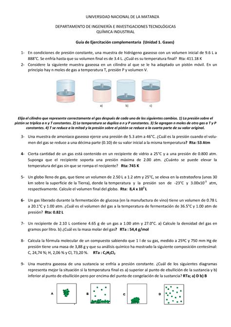 Qi Gases Ejercitacion Complementaria Qu Mica Industrial