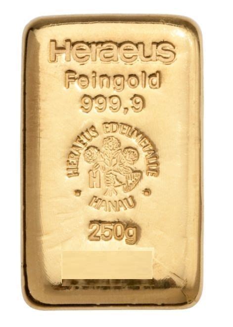 250 Gr Goldbarren Heraeus Bergmann Edelmetalle E K