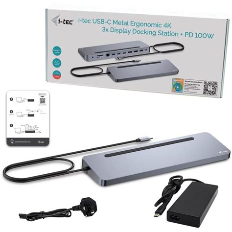 I TEC USB C Metal Ergonomic 4K 3x Display Docking Station With PD 100 W