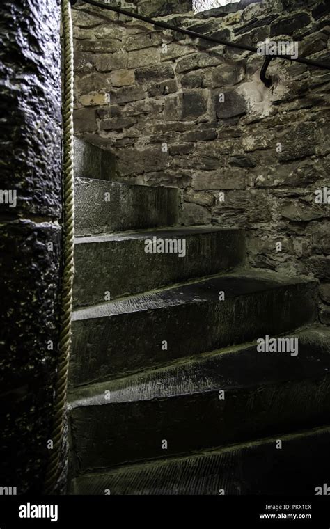 Ancient spiral staircase, medieval staircase detail Stock Photo - Alamy