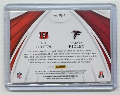 Immaculate Aj Green Calvin Ridley Rookie Dual Jersey Number Patch