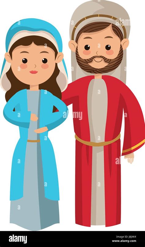 Caricatura pareja Virgen María y José Imagen Vector de stock - Alamy