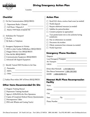 Padi Emergency Action Plan Fill And Sign Printable Template Online