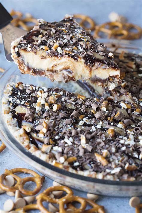 Peanut Butter Hot Fudge Pie with Pretzel Crust