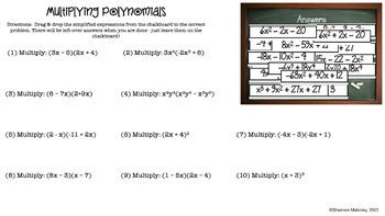 Multiplying Polynomials Drag Drop Activity By Maloney Math TPT