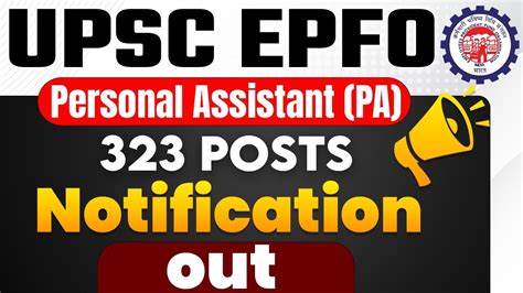 Upsc Epfo Notification Out Upsc Epfo Personal Assistant