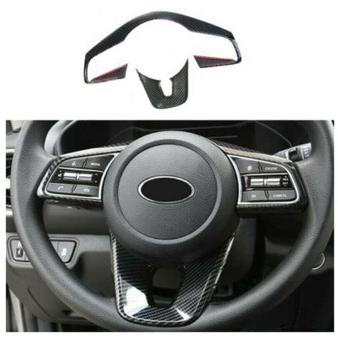 2x Carbon Fiber Style Steering Wheel Decor Cover Trim For Kia Forte K3