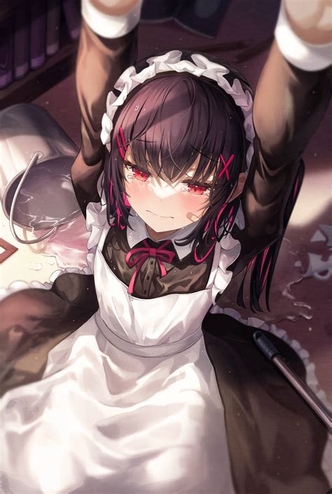 Download Heart Touching Anime Waifu In Maid Outfit Expressing Emotion