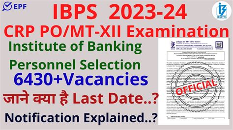 IBPS CRP PO MT XII Examination 2023 24 New Vacancy 2022 6430