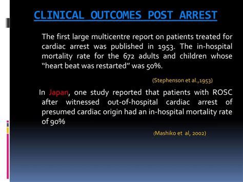 Ppt Post Cardiac Arrest Syndrome And Post Rosc Care Powerpoint