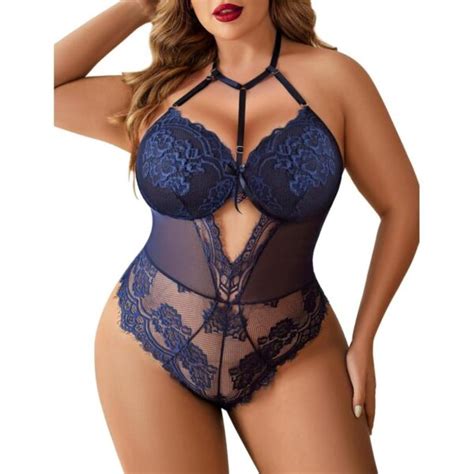 Avidlove Plus Size Lingerie For Women Snap Crotch Lace Bodysuit Teddy