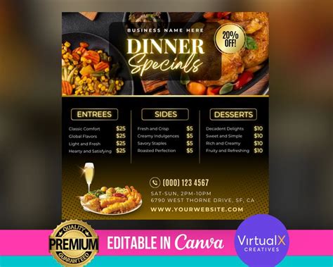 Dinner Specials, Editable DIY Flyer Template Design, Weekend Dinner Sale Flyer, Restaurant Sale ...