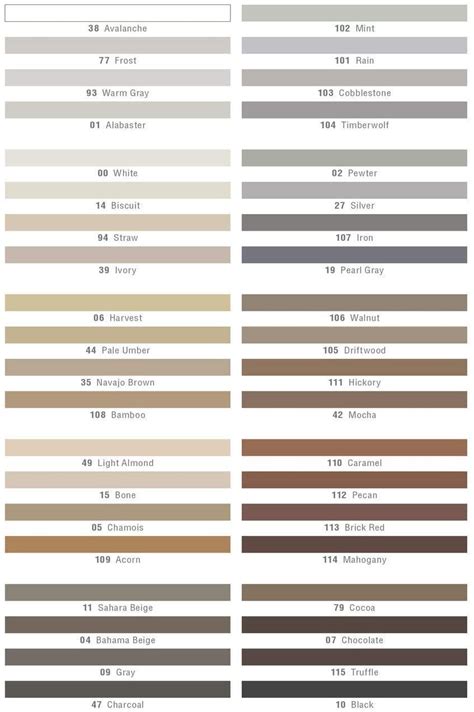 Custom Grout Color Chart Pdf