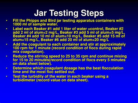 Ppt Jar Testing Coagulation Dosage Water Treatment Plants Powerpoint