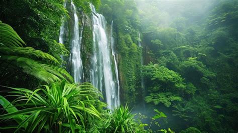 Premium Photo | Waterfall waterfall in jungle waterfall in the forest