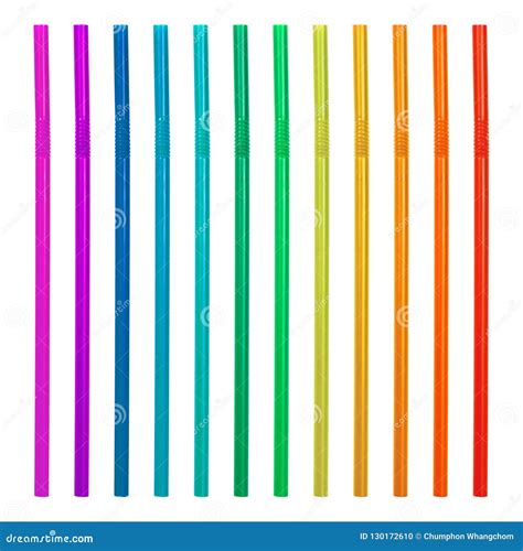 Colorful Drinking Straws Isolated On White Background Plastic Straws