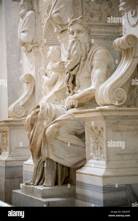 Michelangelo Marble Statue Of Moses At The Basilica Di San Pietro In