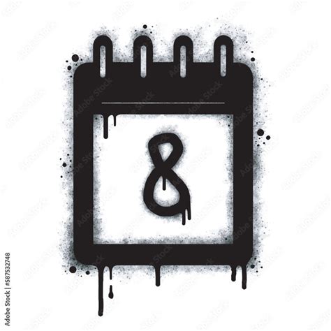 Spray Graffiti calendar icon isolated on white background. number eight ...