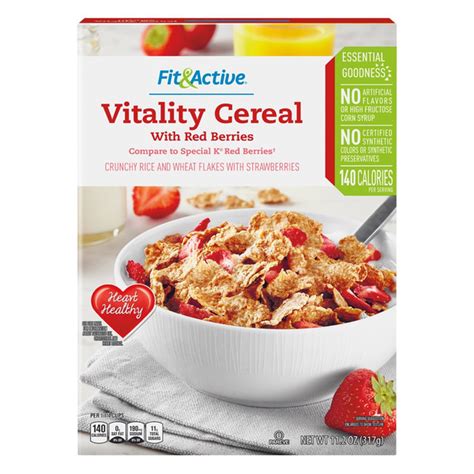 Aldi Fit And Active Vitality Cereal With Red Berries Crunchy Rice And