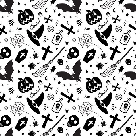 Spooky Halloween Seamless Background Pattern Vector Art At Vecteezy