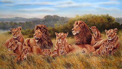 Lion Pride by artist David Michuki | Art painting oil, Painting, Canvas ...