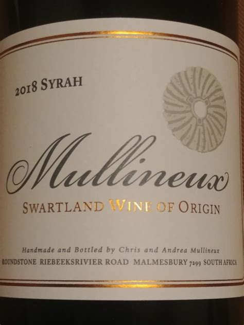 2018 Mullineux Syrah South Africa Coastal Region Swartland