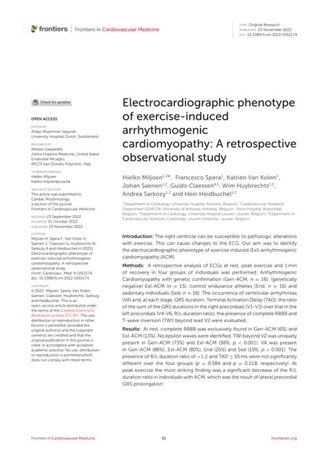 Pdf Electrocardiographic Phenotype Of Exercise Induced Arrhythmogenic