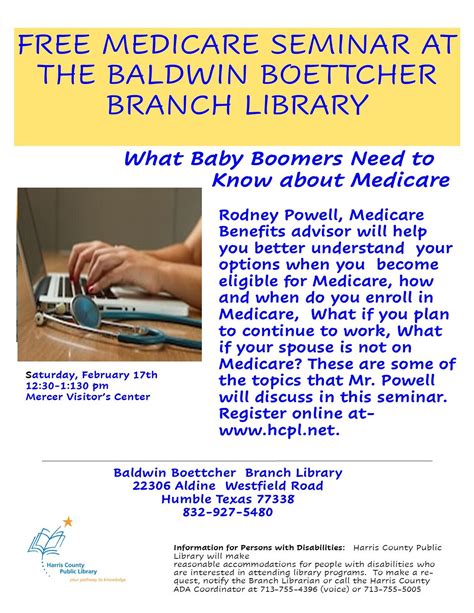 The Baldwin Boettcher Branch Library Will Host A Free Medicare Seminar