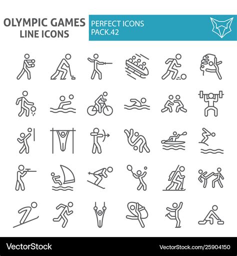 Olympic Games Line Icon Set Sport Symbols Vector Image