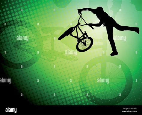 Bmx Stunt Cyclist Silhouette On The Abstract Background Vector Stock