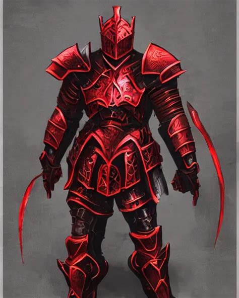 Knight Armored In Red Intricate Fantasy Art Stable Diffusion