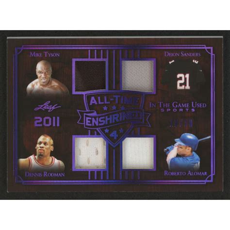 2019 ITG Used Sports All Time Enshrined Quad Memorabilia Purple