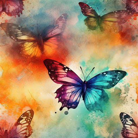 Premium Photo | A watercolor painting of butterflies with a colorful ...