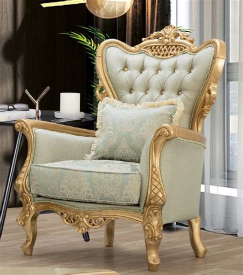 Casa Padrino Luxus Barock Sessel Hellgr N Gold Handgefertigter