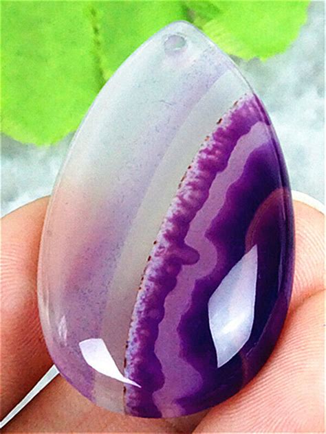 GV09317 42x23x7mm Purple White Stripes Agate Teardrop Pendant Bead EBay