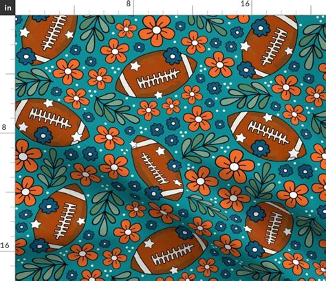 Large Scale Team Spirit Football Floral Fabric Spoonflower