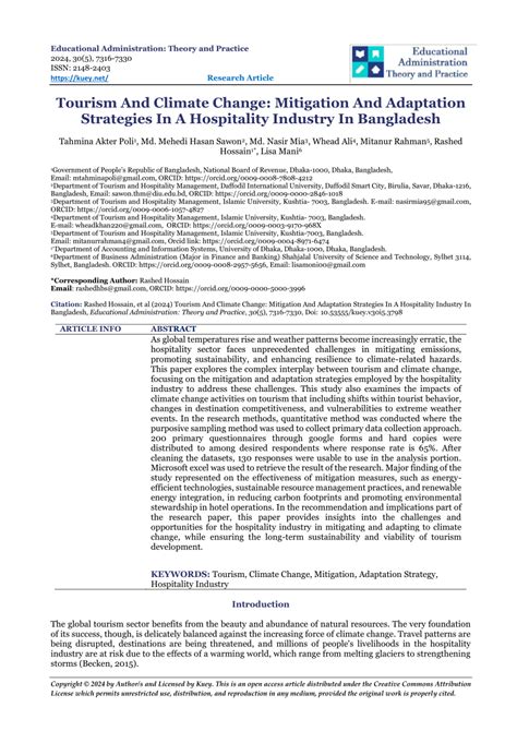 Pdf Tourism And Climate Change Mitigation And Adaptation Strategies