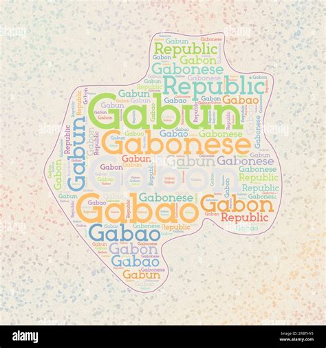 Gabon shape whith country names word cloud in multiple languages. Gabon ...