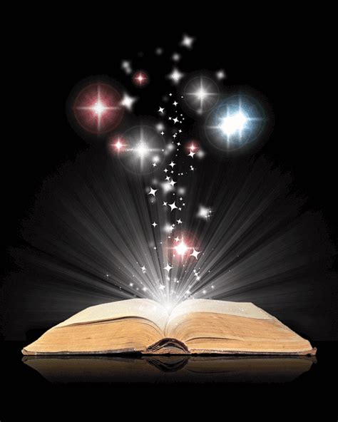 An Open Book With Stars Coming Out Of It