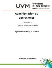 Actividad Diagrama De Pert Administracion De Operaciones Pdf