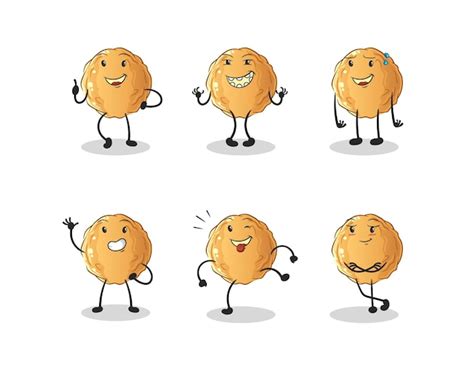 Premium Vector The Meatball Happy Set Character Cartoon Mascot Vector