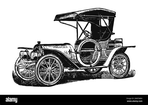 Classic vintage car, antique illustration Stock Photo - Alamy