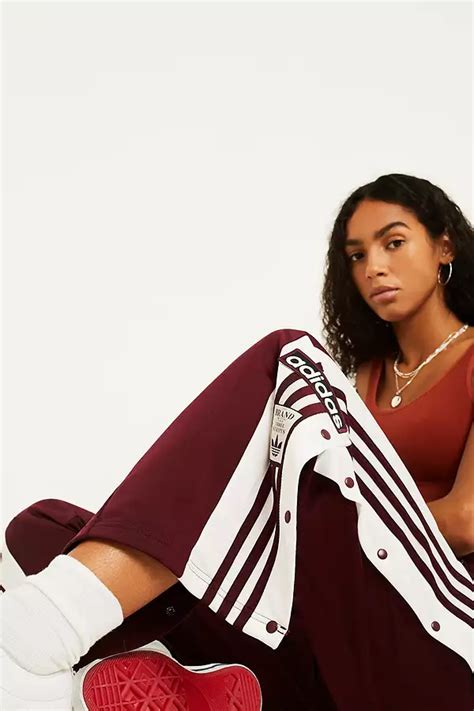 Adidas Originals Adibreak 3 Stripe Maroon Taping Popper Track Pants Urban Outfitters Uk