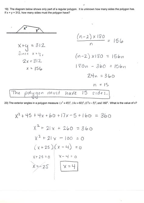 Unit Polygons And Quadrilaterals Homework Angles Of Poly