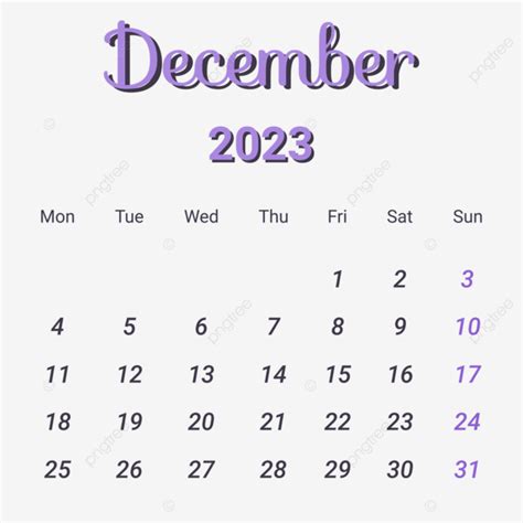 December Calendar Vector Hd Png Images December Calendar With