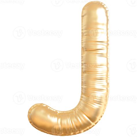 Gold Bubble Letter J Font 3d Render 36305216 Png