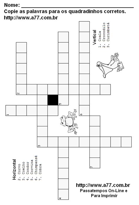 Cruzadinha Para Imprimir N Vel F Cil Passatempo De Conhecimentos