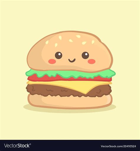 Cute Hamburger Burger Cartoon Vector Image On Vectorstock Burger